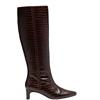 CLARKS WOMENS LEATHER ZIP HIGH LEG BOOT - BROWN